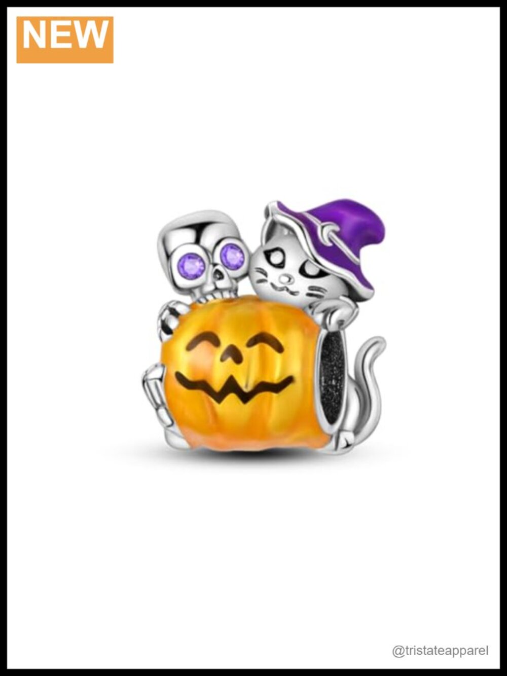 925 Silver Bead Charm for Bracelet Necklace Halloween Pumpkin Ghost Gift for